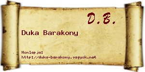 Duka Barakony névjegykártya